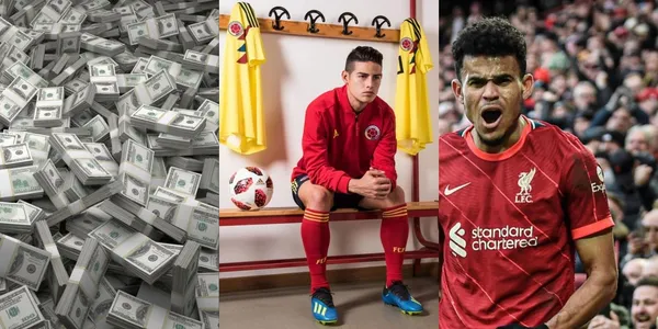 Luis Díaz pese a estar actualmente lesionado supera con mucha diferencia en valores de mercado a su paisano James Rodríguez.