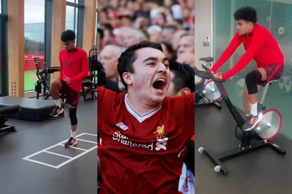 Luis Díaz se recupera de una dura lesión en su rodilla y los hinchas del Liverpool reaccionaron al verlo en su proceso de mejora.