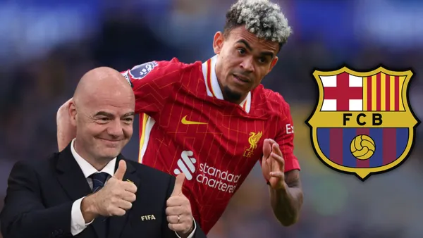 Luis Díaz y Gianni Infantino Foto: LFC, Escudoteca PN y FIFA