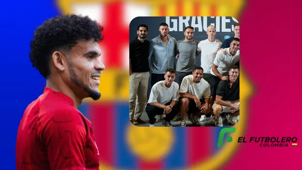Luis Díaz y jugadores del Barcelona. Foto: redes de Luis Díaz y del Barcelona FC.
