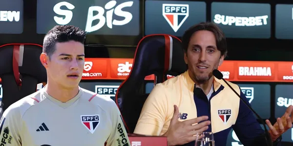 Luis Zubeldía el DT del Sao Paulo y James Rodríguez