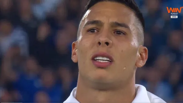 Mateo García entre lágrimas luego de su debut con Millonarios en El Campín - Captura de pantalla Win Sports