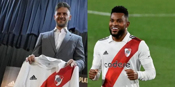 Miguel Ágel Borja le da buenas noticias a su entrenador Martín Demichelis en River Plate.