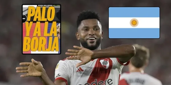 Miguel Ángel Borja celebrando un gol con River Plate