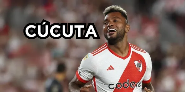 Miguel Ángel Borja celebrando un gol con River Plate. Foto tomada de Fútbol Red.