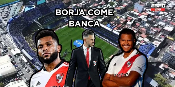 Miguel Ángel Borja come banca en River Plate y el entrenador Martín Demichelis prefiere al venezolano Salomón Rondón.