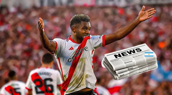 Miguel Ángel Borja con la camiseta de River Plate.