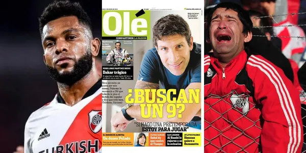 Miguel Ángel Borja recibe duras críticas en la prensa de Argentina por arrugar con River Plate.