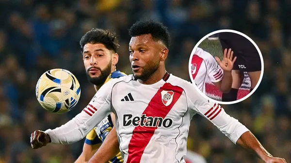 Miguel Ángel Borja y el nuevo detalle que le hizo ser viral en River Plate el fin de semana Foto: CARP y Captura de X