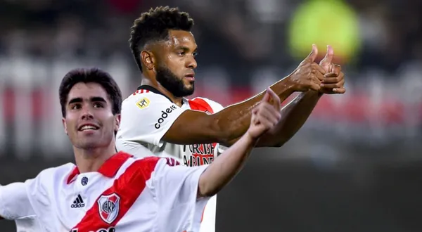 Miguel Borja con la camiseta de River Plate de Argentina. FOTO: Infobae