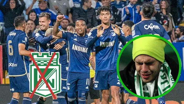 Millonarios celebrando gol ante Fortaleza en liga colombiana