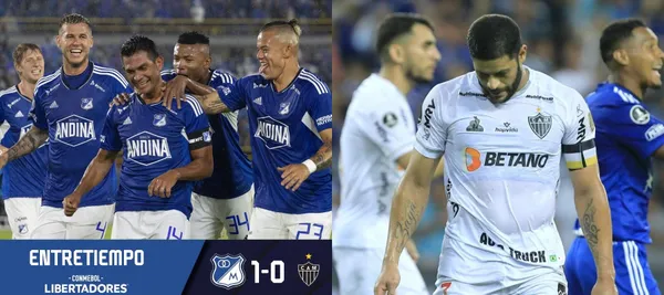 Millonarios está ganando parcialmente ante Atlético Mineiro 1-0 en el estadio El Campín