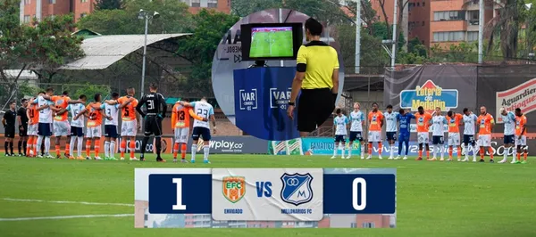 Millonarios está perdiendo parcialmente 1-0 ante el colero de la liga colombiana