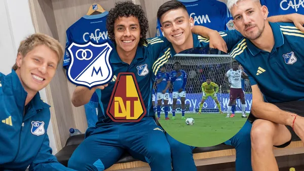 Millonarios FC vs Deportes Tolima Foto: MFC, Captura de Win Sports y Escudoteca