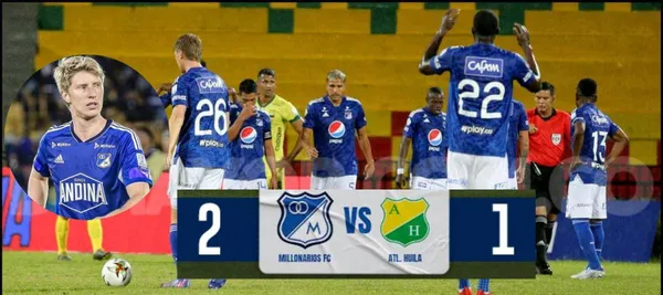 Millonarios ganó 2-1 ante Atlético Huila por liga colombiana en el estadio El Campín