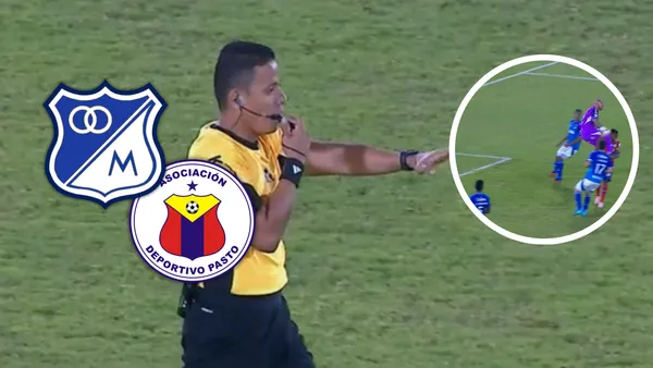 Millonarios se impuso al Deportivo Pasto con una seria polémica al final Foto: Escudoteca y Captura de Win Sports