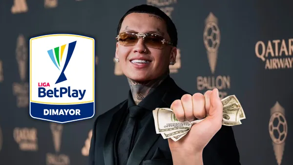 Mira el nuevo anhelo de Blessd con este club del Fútbol Colombiano Foto: Blessd, Escudoteca y Pexels