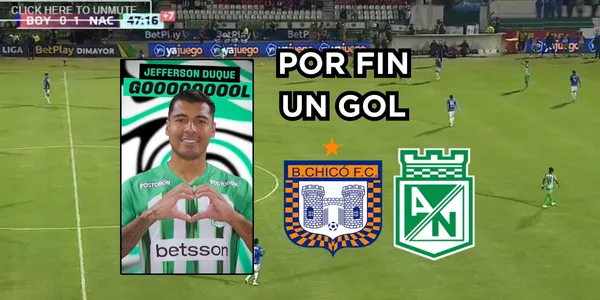 Nacional al fin marcó un gol. Foto tomada de captura de pantalla Win Sports y Twitter @nacionaloficial