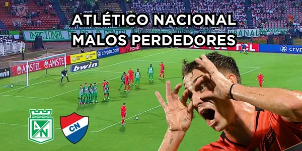 Nacional fue mal perdedor en Medellín. Foto de CONMEBOL, captura de pantalla de ESPN, logo de Wikipedia.