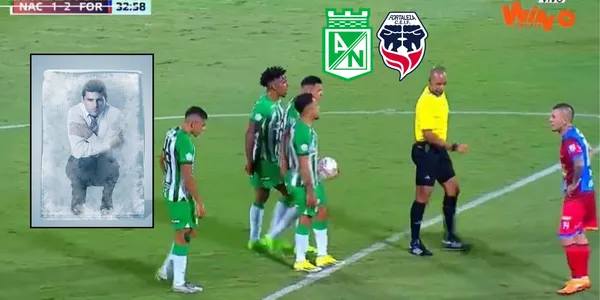 Nacional jugó contra Fortaleza en el Atanasio. Foto tomada de una captura de Win Sports y Twitter Nacional y iStock.