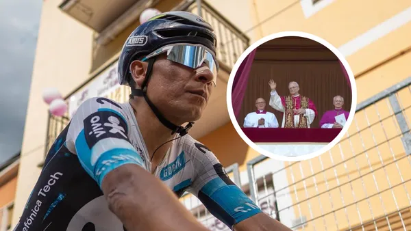 Nairo Quintana rompe protocolo y recibe bendición del Papa León XIV en el Vaticano. Foto: Vatican y Nairo Quintana