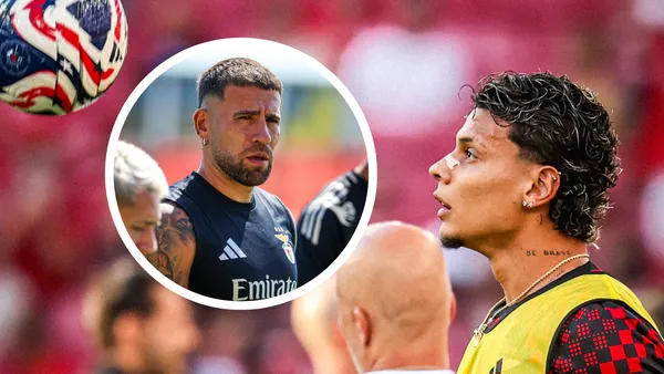 Nicolás Otamendi y lo que hizo con Richard Ríos en su debut con Benfica Foto: SL Benfica