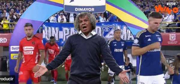 No se aguantó Alberto Gamero y lo que hizo tras gol anulado de América de Cali (Foto tomada de Win Sports)