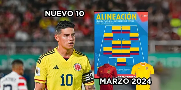 Nuevo 10 a la vista en la Tricolor. Foto de James tomada de Twitter @jamesdrodriguez, alineación FCF en Twitter, bandera de Wikipedia.