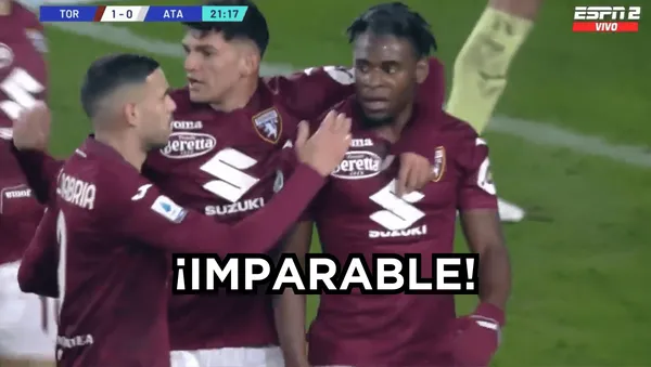 Nuevo gol de Duván Zapata en la Serie A de Italia con la camiseta de Torino.