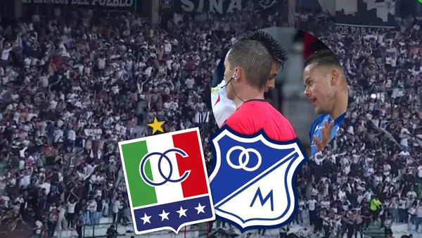 Once Caldas vs Millonarios Foto: Captura de D Sports y Escudoteca