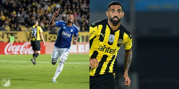 Óscar Cortés en Millonarios bailó y goleó a Peñarol, el jugador Hernán Menosse le jugó sucio al colombiano por ser un crack.