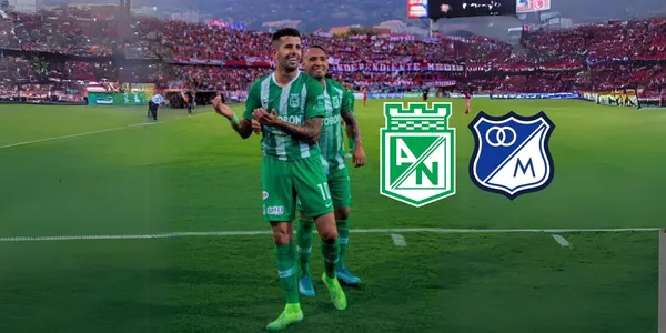 Pablo Cepellini podría jugar con Millonarios FC. Foto tomada de Twitter Atlético Nacional, logos Wikipedia.