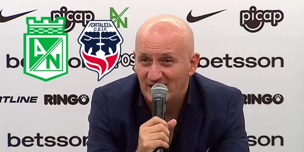 Pablo Repetto el entrenador de Atlético Nacional. Foto tomada de rueda de prensa DIMAYOR.