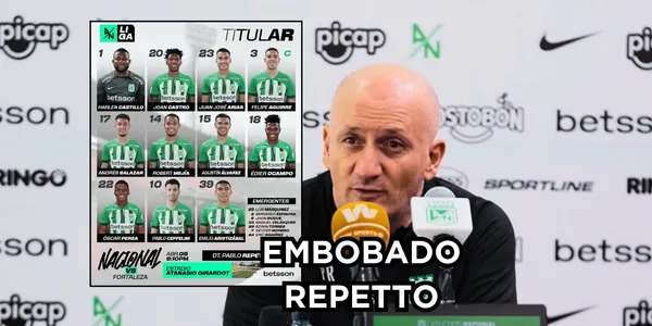 Pablo Repetto entrenador de Atlético Nacional. Foto captura de pantalla de El Futbolero Colombia y rueda de prensa Nacional.