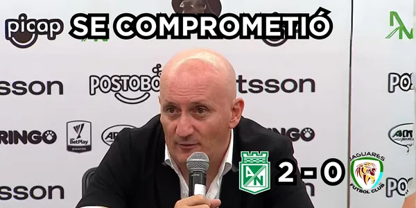 Pablo Repetto habló en la rueda de prensa de Nacional tras ganarle a Jaguares. Foto tomada de rueda de prensa DIMAYOR.