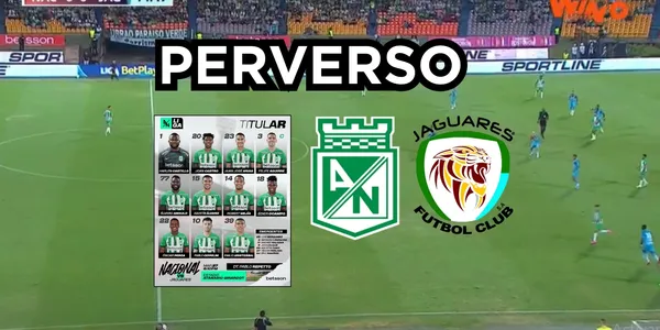 Partido de Atlético Nacional contra Jaguares de Córdoba. Foto tomada de captura de pantalla de Win Sports y Twitter Atletico Nacional.