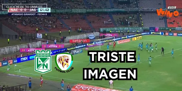 Partido entre Nacional y Jaguares. Foto tomada de captura de pantalla de Win Sports y Twitter Atletico Nacional.