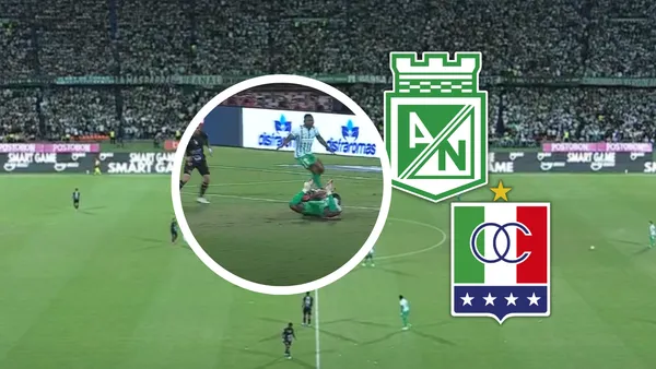 ¿Penal o lucha libre? Jugada polémica no sancionada a favor de Nacional enciende la controversia Foto: Escudoteca y Captura de Win Sports