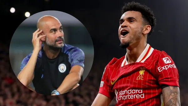 Pep Guardiola y Luis Díaz. Foto: redes de Pep Guardiola y Liverpool.