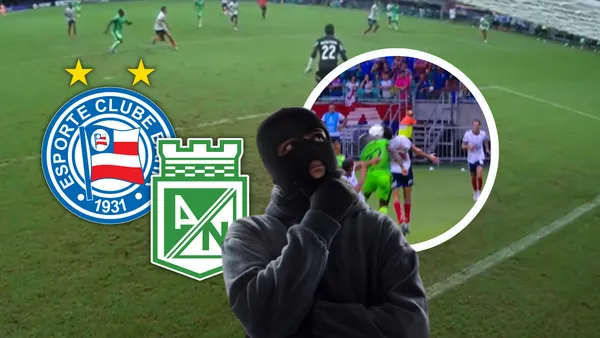 Polémica total: el árbitro anuló un gol claro de Nacional ante Bahía por Libertadores. Foto. Captura de ESPN y Escudoteca