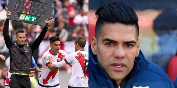 Radamel Falcao desde el Rayo Vallecano no la pasa nada bien.