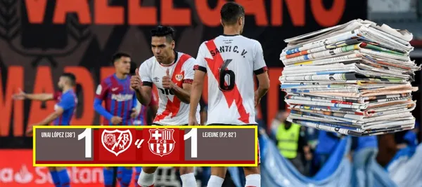 Radamel Falcao estuvo presente en el partido de Rayo Vallecano ante Barcelona