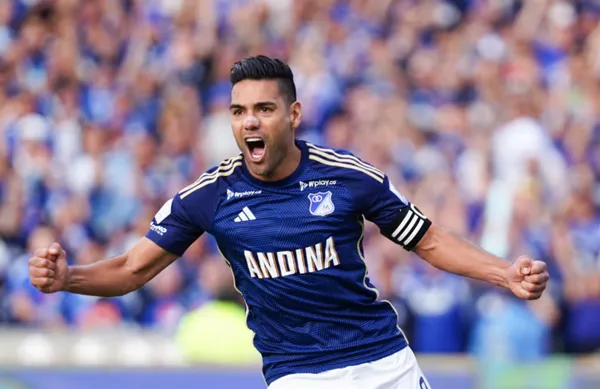 Radamel Falcao García celebrando un gol con Millonarios