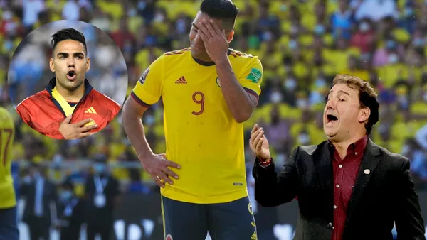 Radamel Falcao García se lamenta con la camiseta de la Selección Colombia