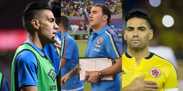 Radamel Falcao le da malas noticias a Nestor Lorenzo en la Selección Colombia.