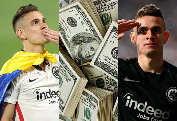 Rafael Santos Borré es uno de los mejores jugadores en Alemania, pero no es el mejor pagado en esa liga.