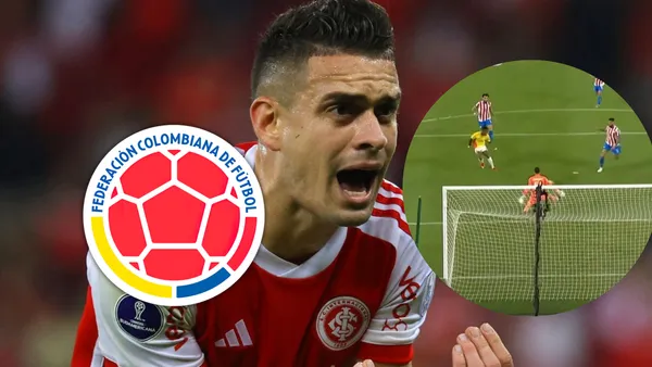 Rafael Santos Borré y el segundo gol de Colombia por parte de Jhon Jader Durán Foto: SC Internacional Gol Caracol, y FCF