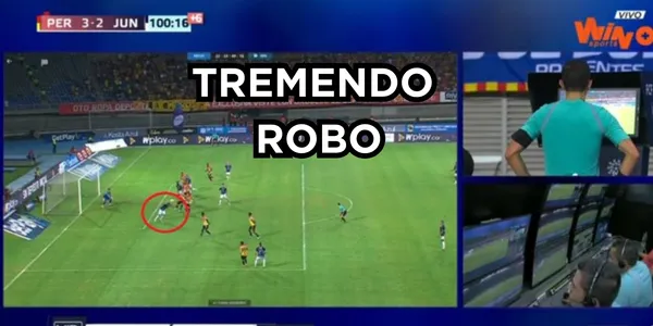 Robarían al Deportivo Pereira contra Junior FC. Foto captura de pantalla de Win Sports.