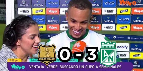 Robert Mejía de Atlético Nacional le hizo un golazo a Águilas Doradas.