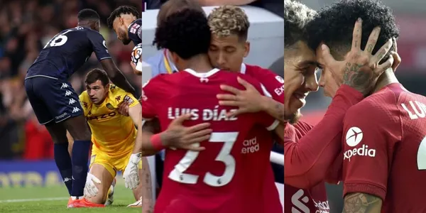 Roberto Firmino en su último partido con el Liverpool en Anfield.